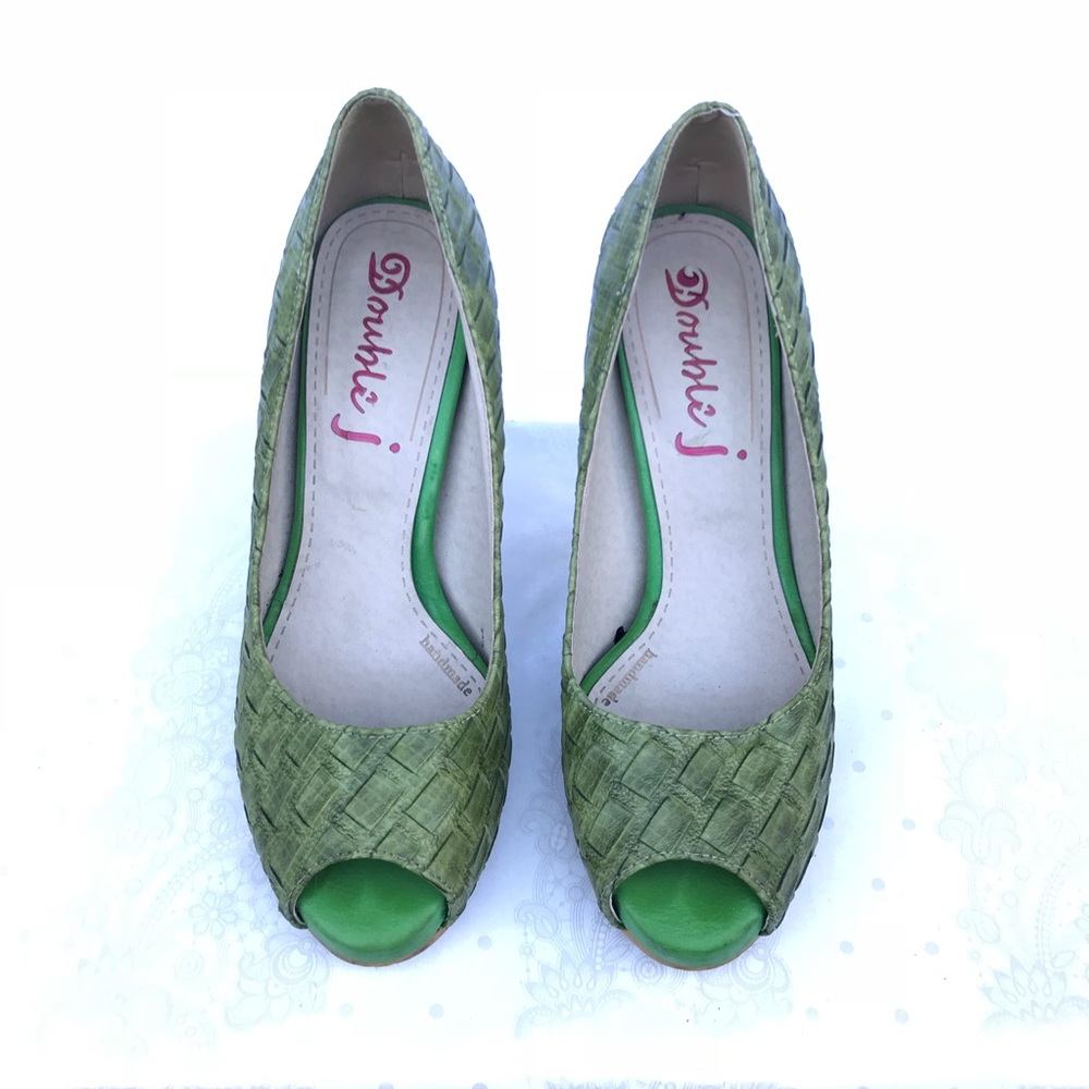 Double J Green Heels Sandals Size 7.5
